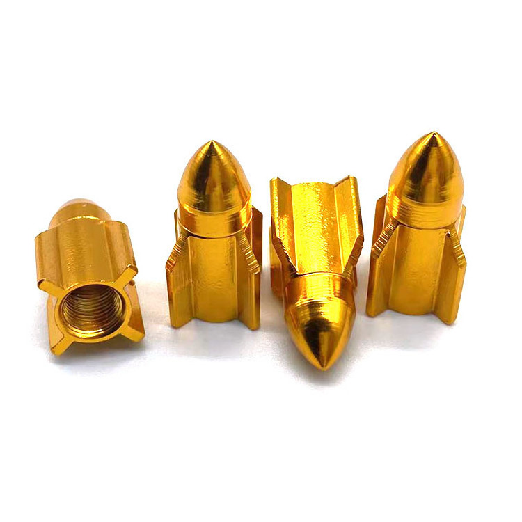 Aluminum Rocket Shape Truck Air Port Cover Tire Rim Valve Wheel Stem Caps for Motorcycle Wheel Tire Valve Cap Custom LOGO