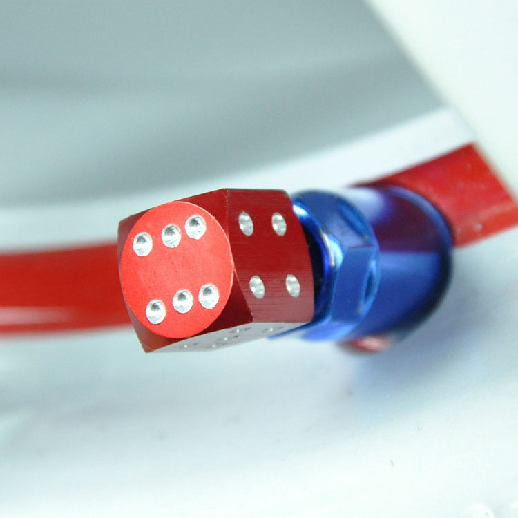 Customizable valve caps aluminum colorful tubeless valve tools dice shaped valve caps