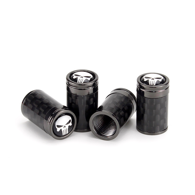 High Quality Carbon Fiber Auto Car Wheel Tire Air Valve Cover Universal Skull Tire Valve Cover