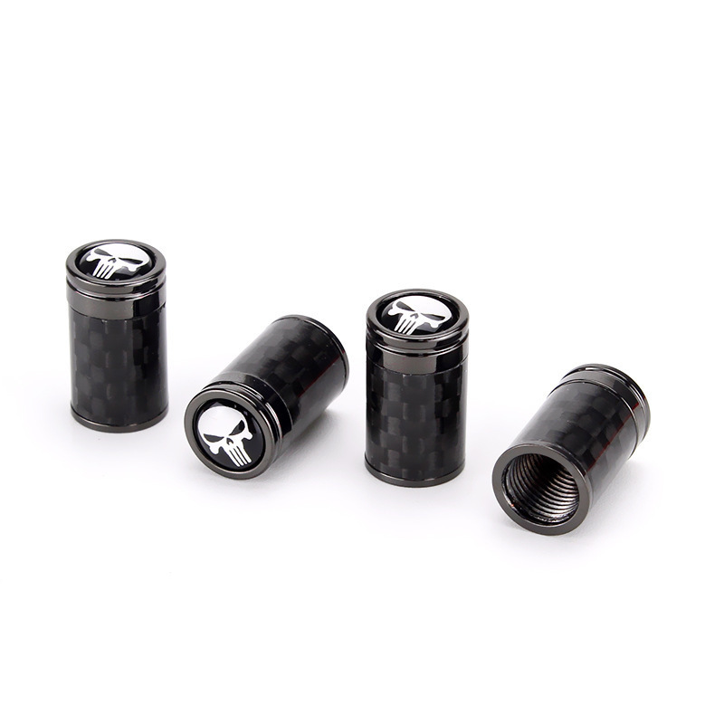 High Quality Carbon Fiber Auto Car Wheel Tire Air Valve Cover Universal Skull Tire Valve Cover