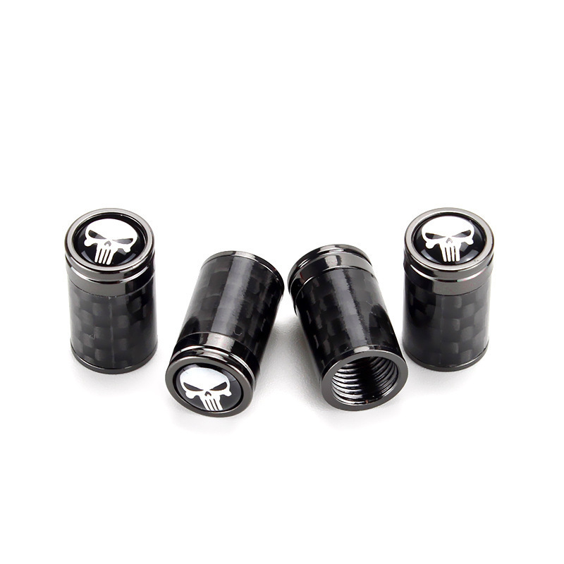 High Quality Carbon Fiber Auto Car Wheel Tire Air Valve Cover Universal Skull Tire Valve Cover