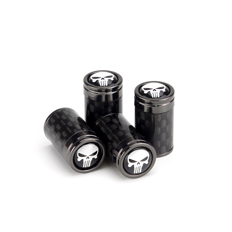 High Quality Carbon Fiber Auto Car Wheel Tire Air Valve Cover Universal Skull Tire Valve Cover