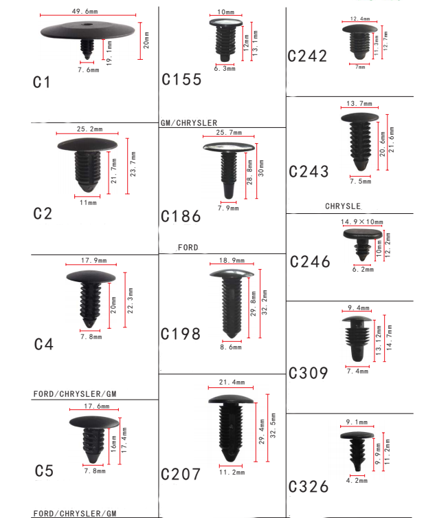 Automotive Push Clip Rivet 1595864 1605396 Christmas Tree Clips Fasteners Auto Trim Clips Tree Retainer