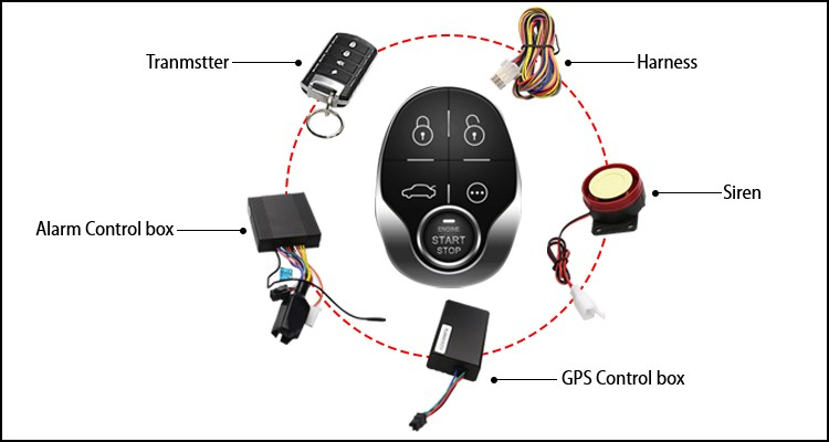 Tiypeor smart remote  control keyless entry push button start stop car alarm system