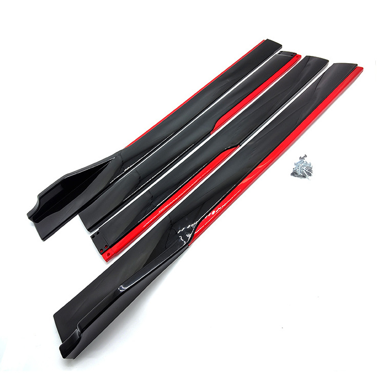 Universal Car Side Bumper Faldas Laterales De Side Skirts Body Kit Lower Side Bottom Line Extensions Lip ABS Sports 2.2M 220cm