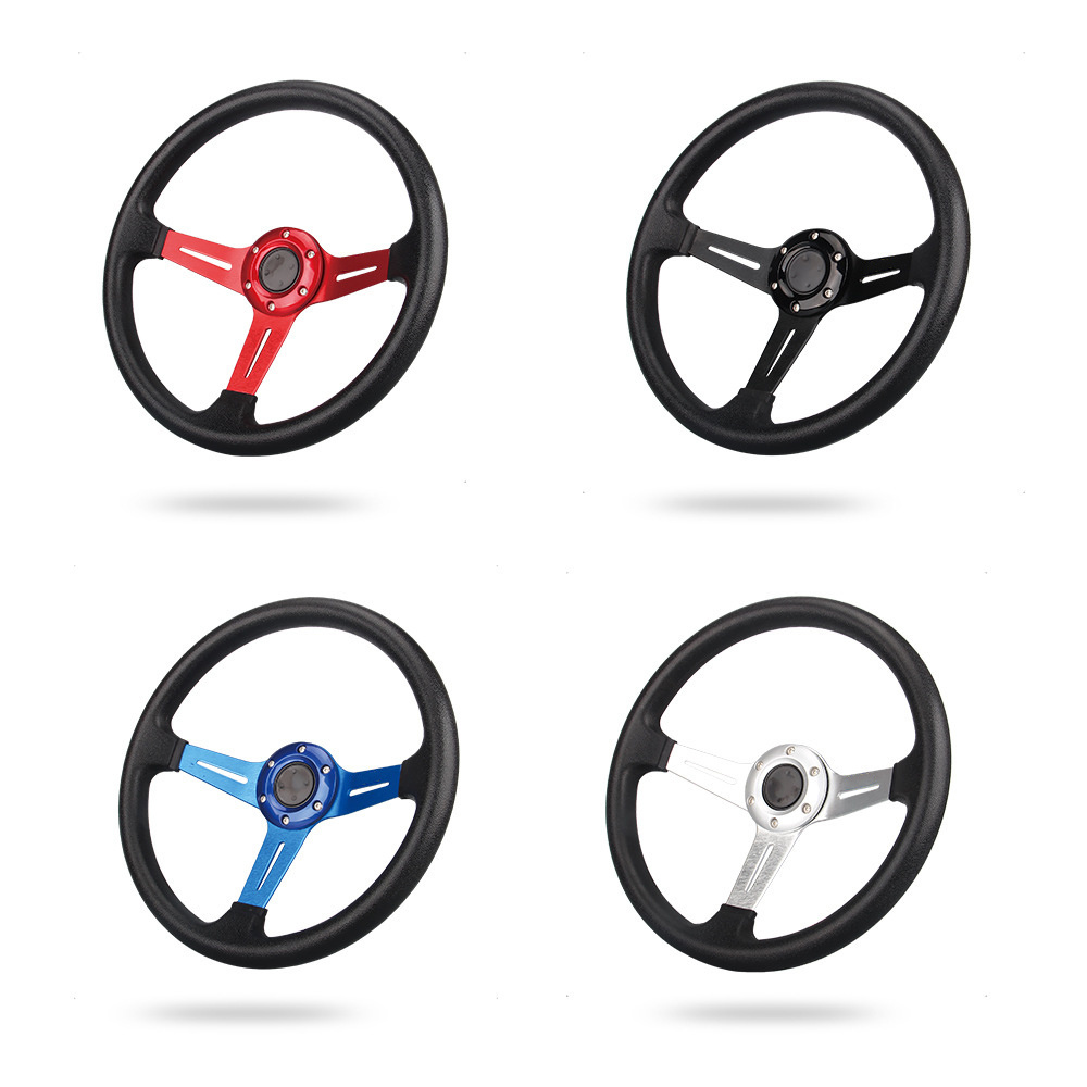 14ines Auto Racing Steering Wheel Flat Drifting 6 Bolts Car Sport Steering Wheel Pu Leather and Aluminum Spokes