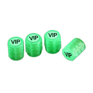 Custom universal automobile valve cover plastic universal 4 / set logo green  fluorescent luminous car tire valve cap