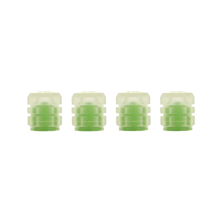 Custom universal automobile valve cover plastic universal 4 / set logo green  fluorescent luminous car tire valve cap