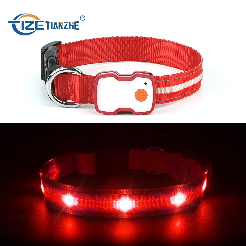 Flat Polyester Mesh Webbing Flashing Battery Operated LED Dog Collar