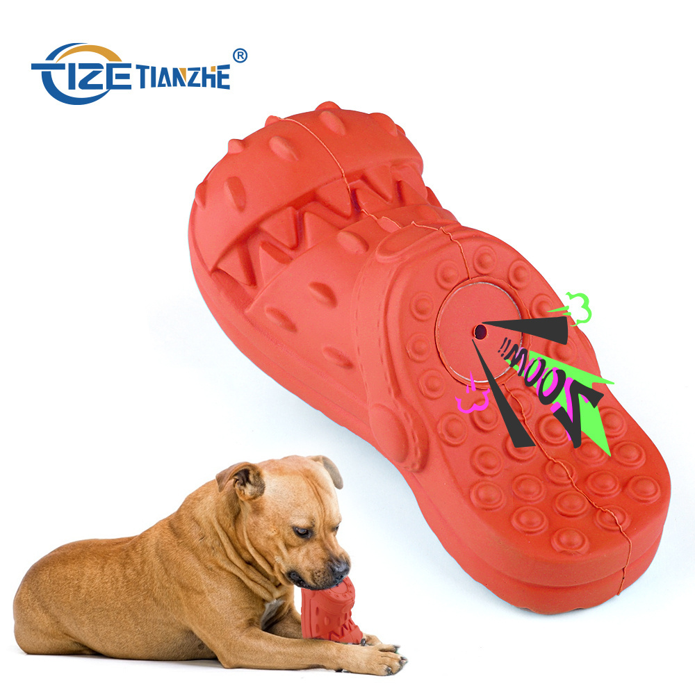 A mazon top seller wholesale Squeak interactive rubber Dog chew toy slippers pet toys