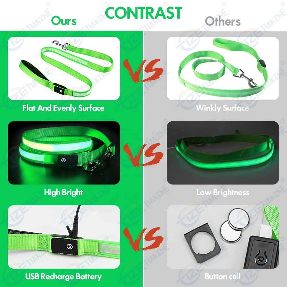 New arrival Wholesale Illuminating Walking Night Glowing USB Rechargeable Led Dog Leash