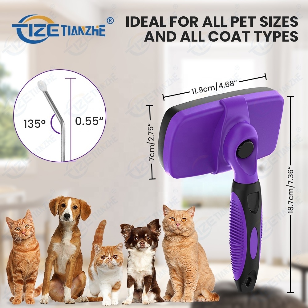 TIZE Dog and cat hair one key remove hair comb pet massage shedding remover grooming pet hair brush