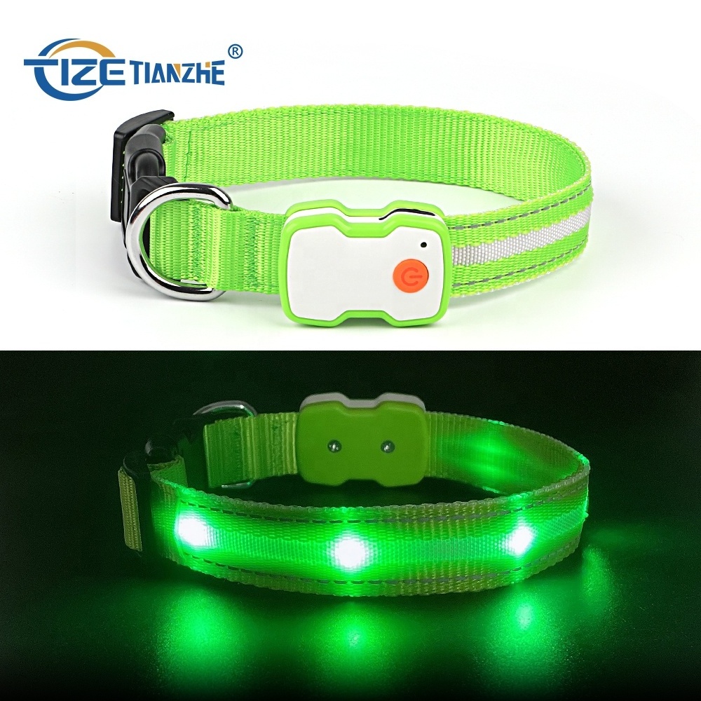 Flat Polyester Mesh Webbing Flashing Battery Operated LED Dog Collar