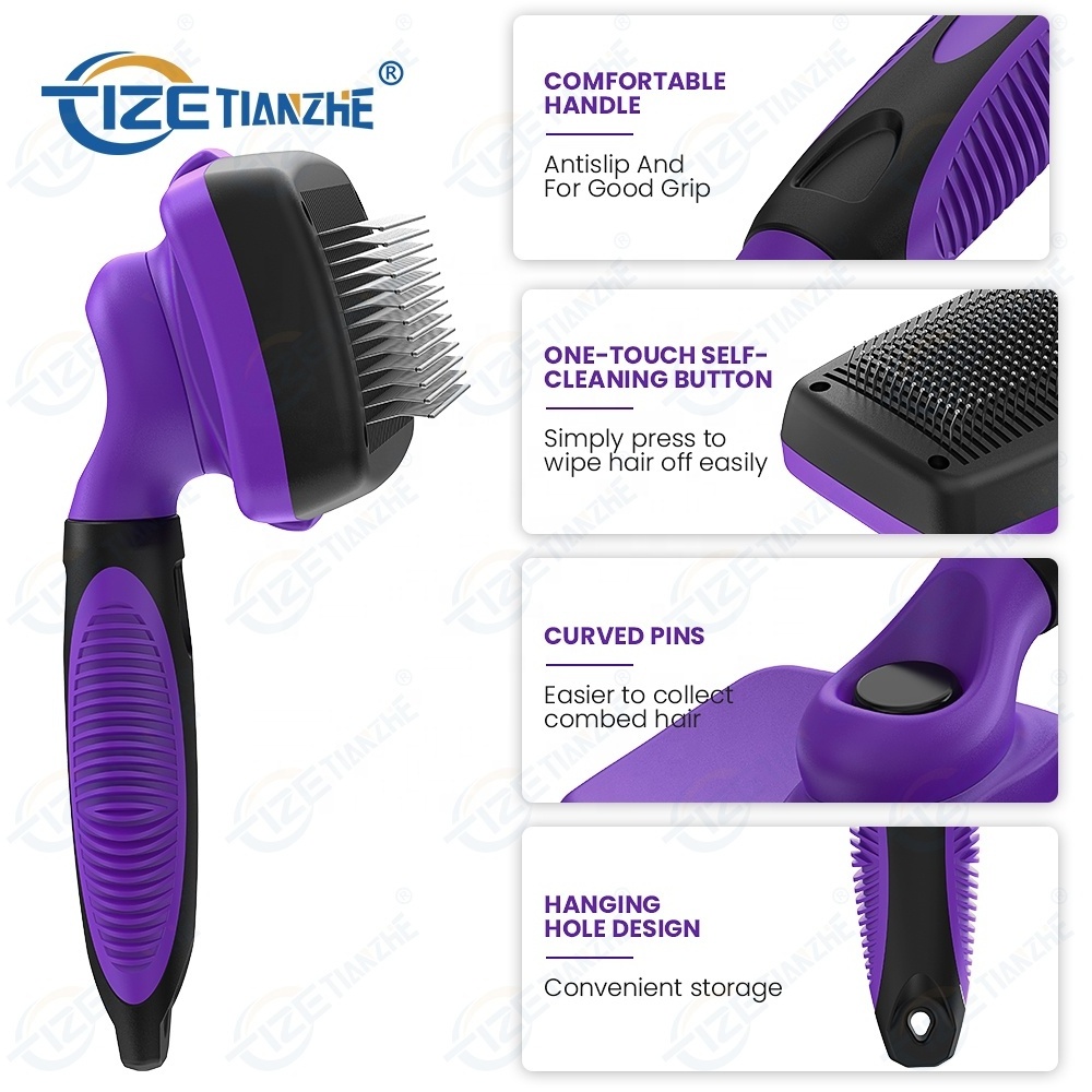 TIZE Dog and cat hair one key remove hair comb pet massage shedding remover grooming pet hair brush