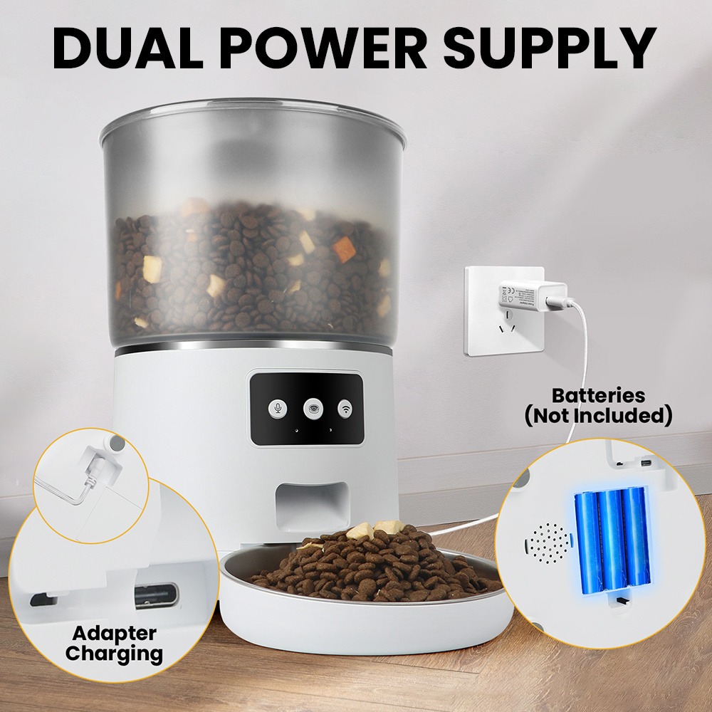 TIZE 4L WIFI APP Cat Food Dispenser Automatic Pet Dog Cat feeder With Stainless Steel Bowls