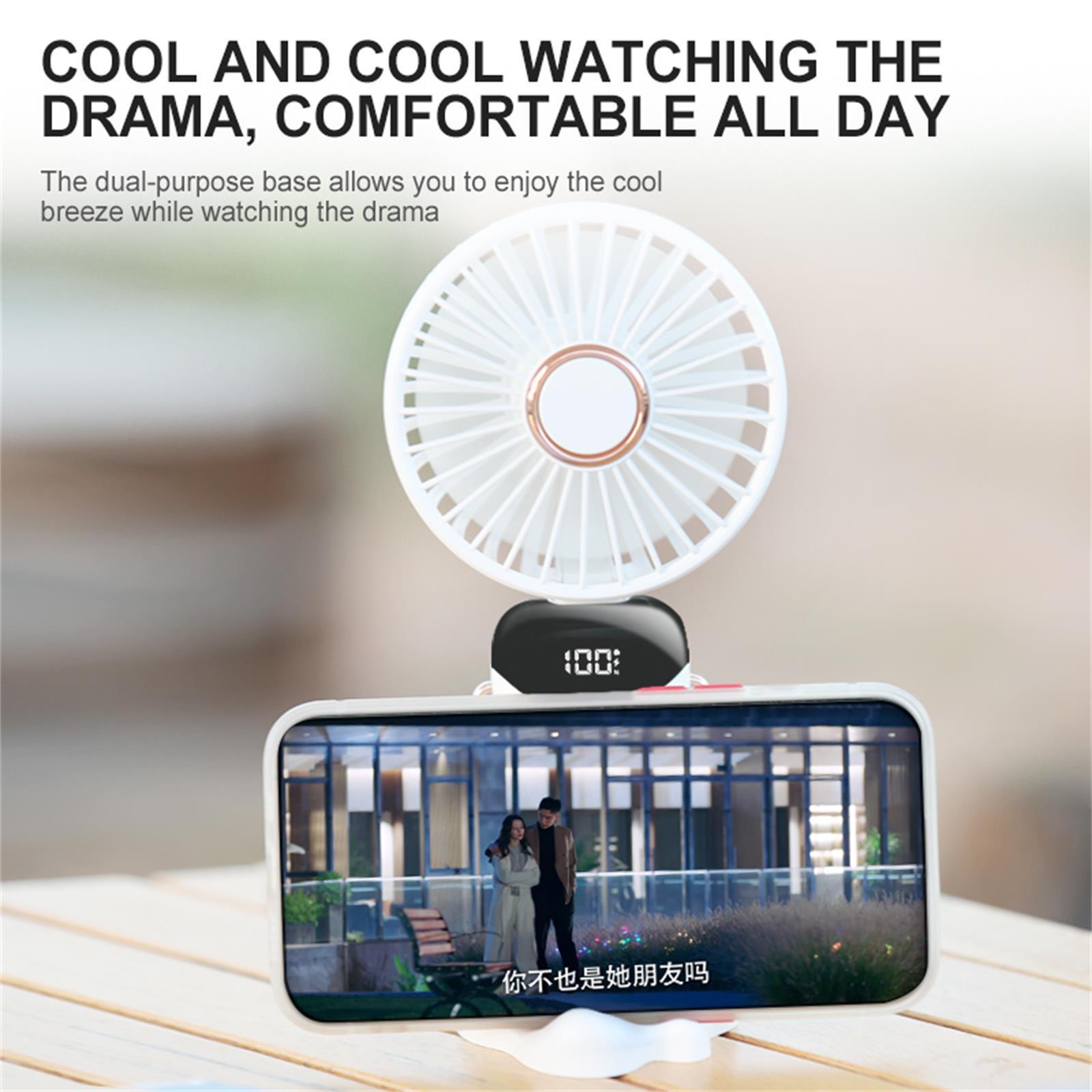 Wholesale Ventiladores Portable Mini Charging Fan Multi-Function Foldable Small Desktop Handheld Fan With Phone Holder Base