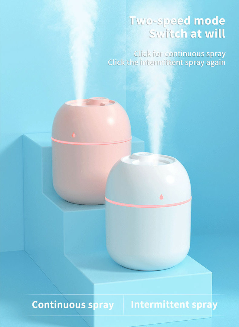 Hot Selling Creative Portable Mini LED Light Spray Humidifier 220ml Cool Mist Aroma Essential Oil Diffuser Car Air Humidifiers