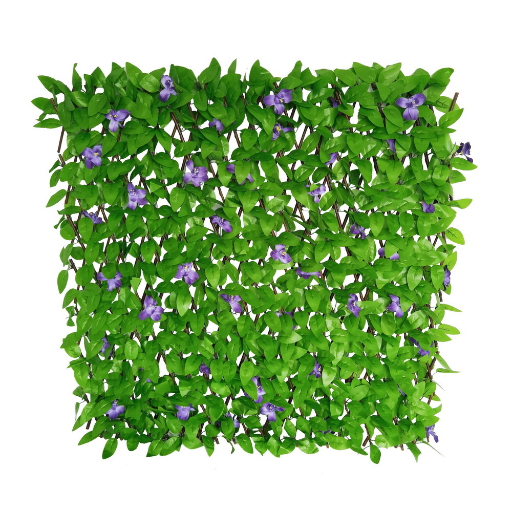 Outdoor artificial green grass small privacy plastic garden fence decorative bamboo design artificial garden fence