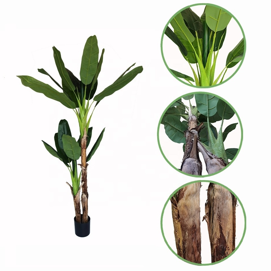 Wholesale high quality green plant faux banana tree bonsai 200cm 18leaves indoor decoration artificial trees