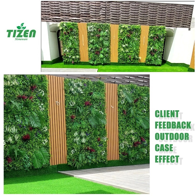 Tizen 3D Anti-UV Outdoor Indoor Decoration Green Jungle Panel Fake Artificial Plant Grass Wall