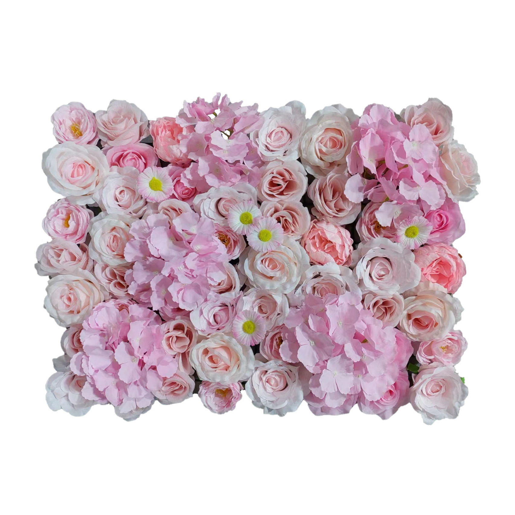 Tizen Wedding Home Decor Floral Background Mat Pink Silk Fake Rose Flower Wall Backdrop Panel