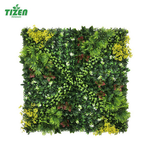 Tizen Custom Wholesale hotel decoration UV plastic greenery boxwood panels hedge artificial plant grass wall