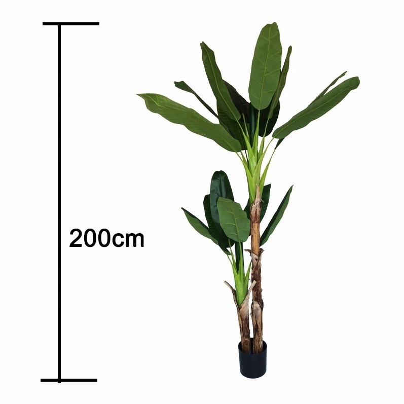 Wholesale high quality green plant faux banana tree bonsai 200cm 18leaves indoor decoration artificial trees