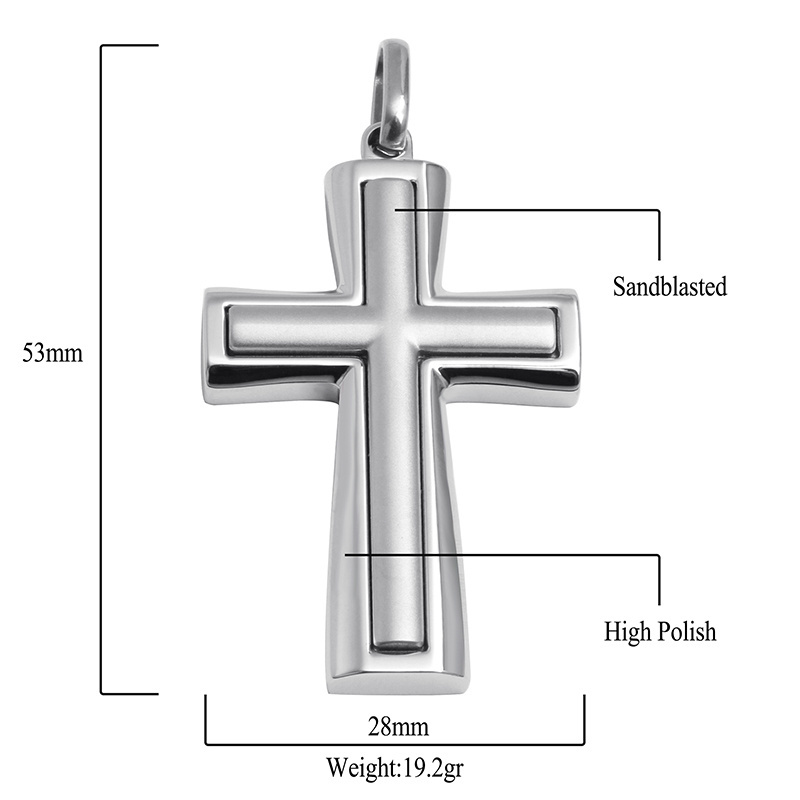 China manufacturer stainless steel custom men chain pendant cross with necklace engrabable