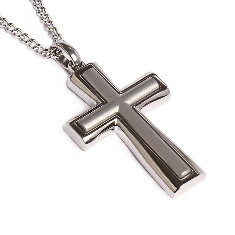 China manufacturer stainless steel custom men chain pendant cross with necklace engrabable