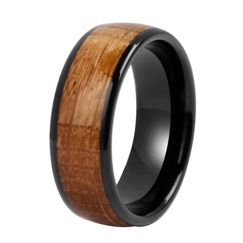 Tizti Jewelry Whisky Barrel Wood Tungsten Ring Wood Black Wedding Ring For Men Custom Tungsten Carbide Rings