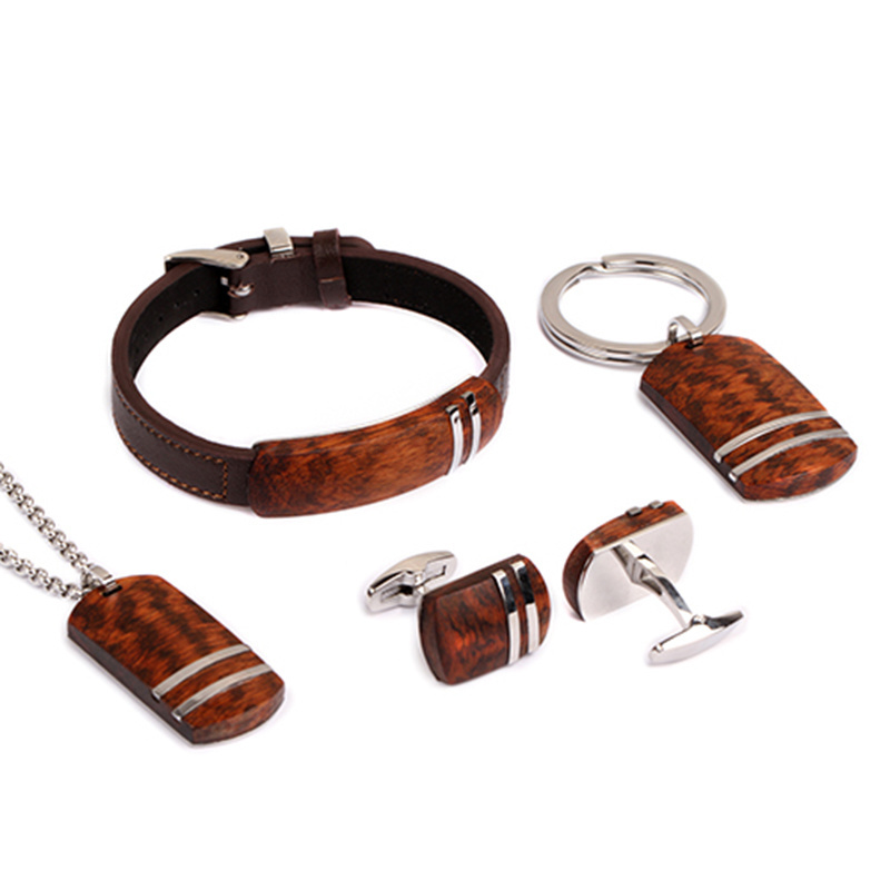 Leopard wood Jewelry Men stainless steel custom cufflinks men's