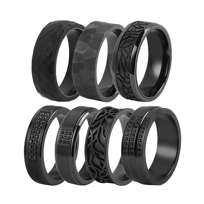 OEM black Zirconium ring manufacturer OEM men's Fashion Jewellery Wholesale mens custom Ring Vintage fine Jewelry rings for men