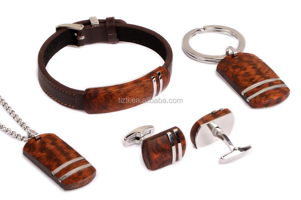 Leopard wood Jewelry Men stainless steel custom cufflinks men's