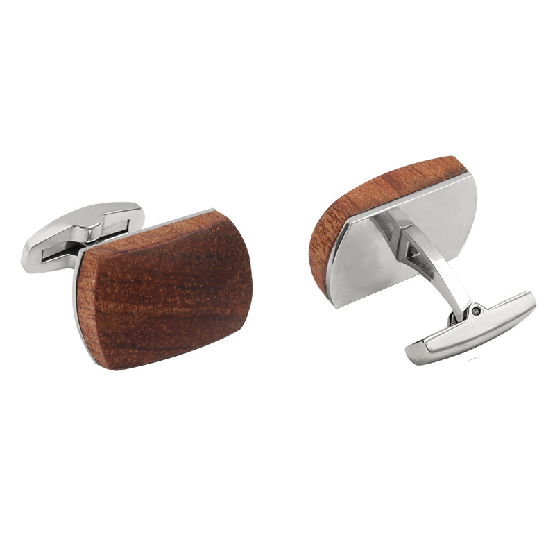 Leopard wood Jewelry Men stainless steel custom cufflinks men's