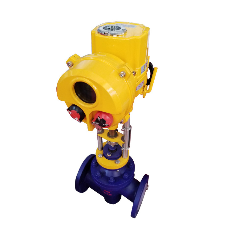 Electric lining flange rotary steel globe valve flow control valve