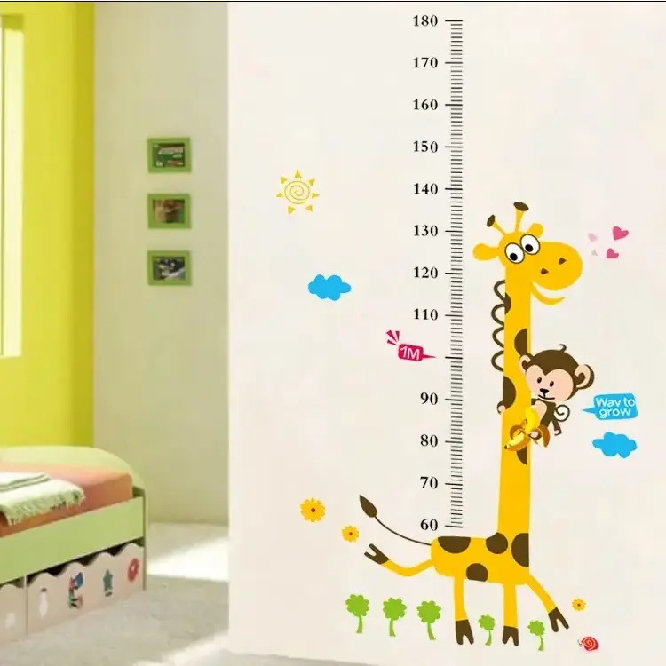 customization Cheap Wall Sticker Height Animal Wallpaper waterproofs and removable Sticker decal For Kids