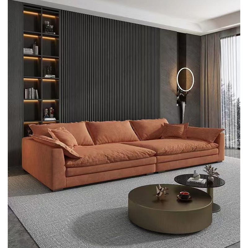 Living Room Furniture Leather Sofa with Marble Table in Optional Sofas Seat and Furniture Color