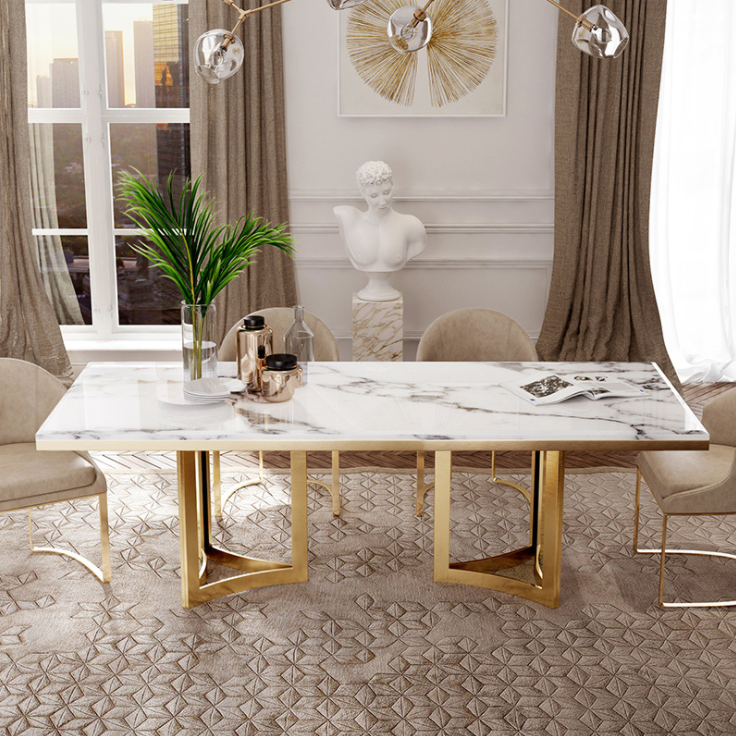 Italian Fashion Light Luxury Style Dining Table Living Room Dining Table Set For Six People