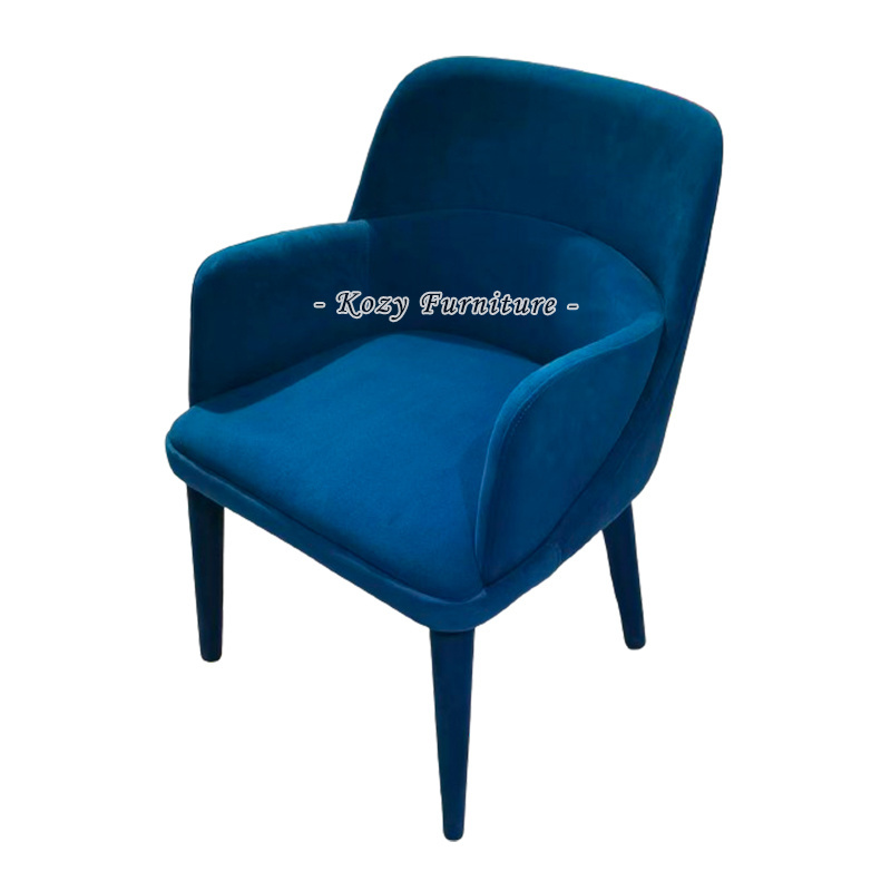 Modern Fashion Blue Velvet Dining Room Chair Upholstered Leisure Chairs For Casual Cafe Furniture