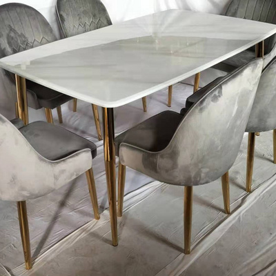 Modern Home Furniture with Rotating Centre Metal Legs Marble Dining Table