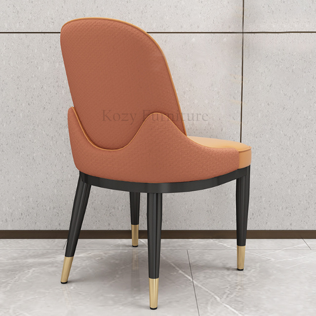 Hotel Furniture  Chair Leather Material Garden Chairs With Black Legs Gilded Feet Sky Blue