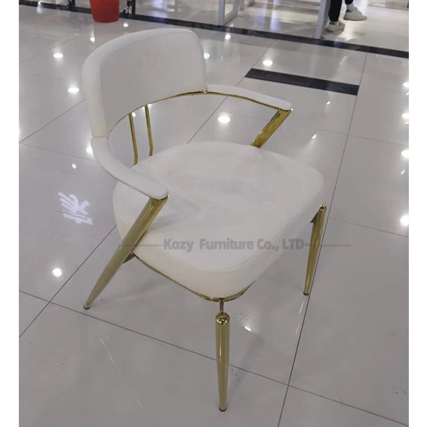 Pu Leather and iron gilded legs bar stool chair upholstered king throne chair white wider design