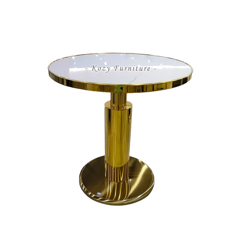 Customized Nordic High-End Designer Coffee Table Top Round White Gold Marble Cafe Tea Table