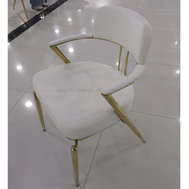 Pu Leather and iron gilded legs bar stool chair upholstered king throne chair white wider design