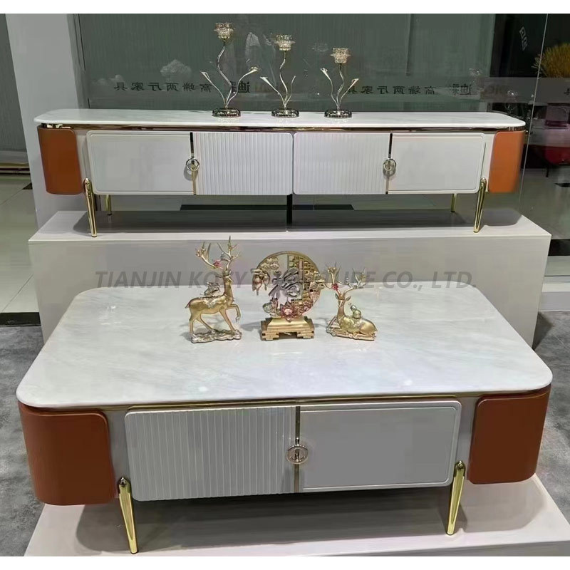 Modern design professional living room furniture sintered stone  top TV stand and coffee table set material