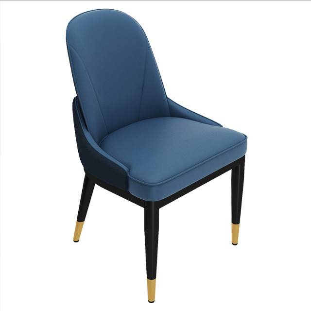 Hotel Furniture  Chair Leather Material Garden Chairs With Black Legs Gilded Feet Sky Blue