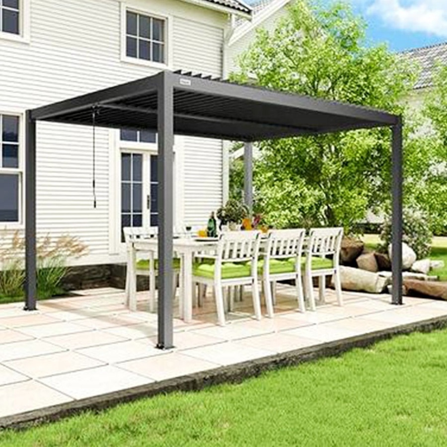 Tianjin LUCHENG Custom made aluminium pergola outdoor for large scale with full sizes 3x3, 4x3, 4x4, 5x3m