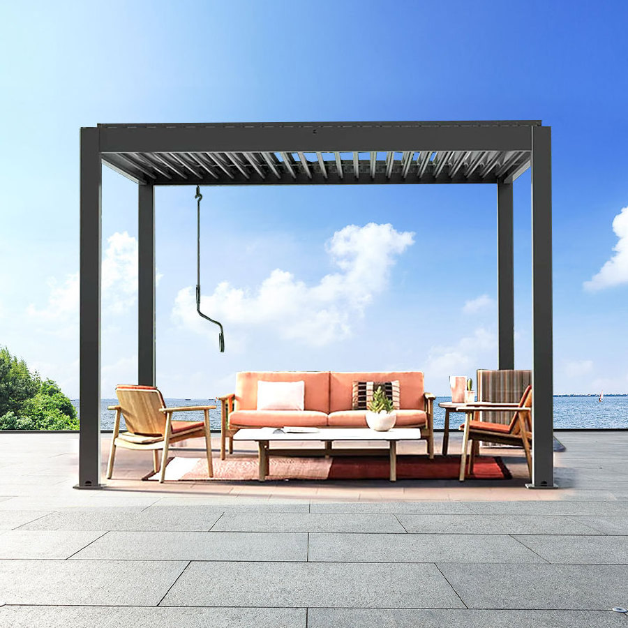 Waterproof remote control bioclimatica system 3x3 4x3 4x6 gazebo motorized automatic louvered roof outdoor aluminium pergola