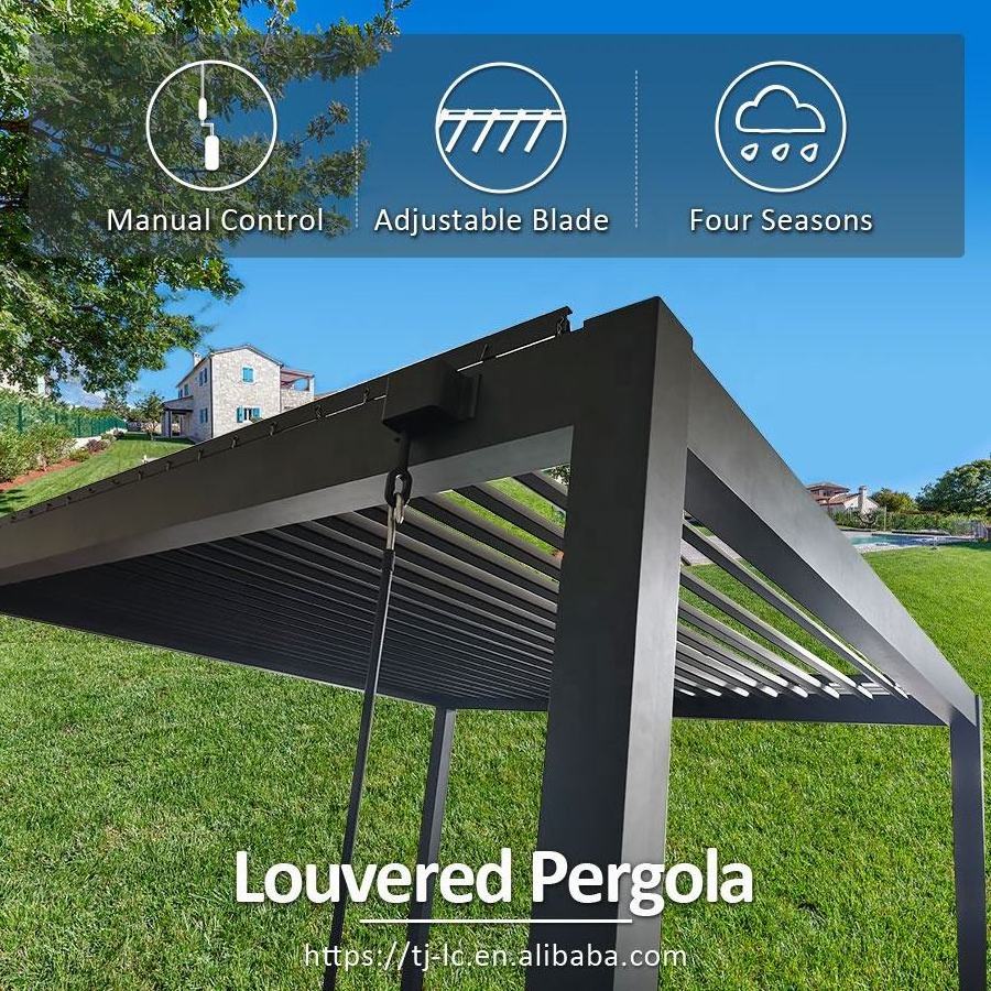 Sun Shade Terrace Roof Remote Control Electric Bioclimatic Pergola Aluminum Outdoor Patio Cover