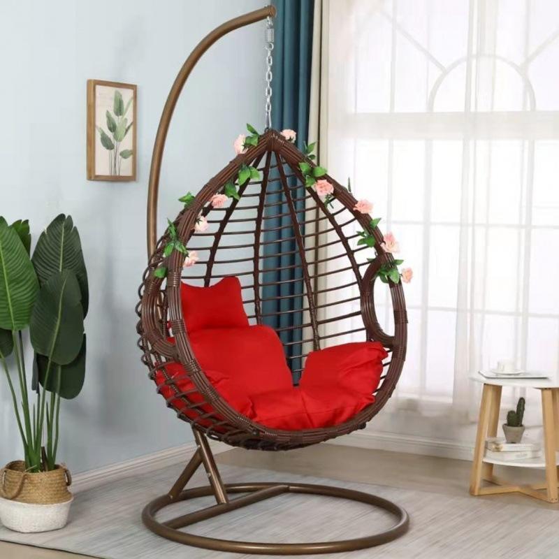 The Newest Design Patio polyester swing hammock chair Multicolored Hanging Rattan Chair Outdoor Bird Nest Shape Rocking Chair